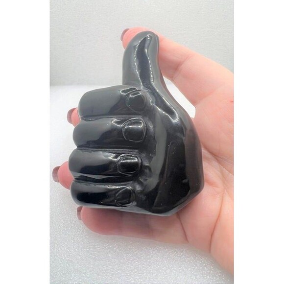 Black Obsidian "Thumbs Up" Carving - Picture 2 of 8